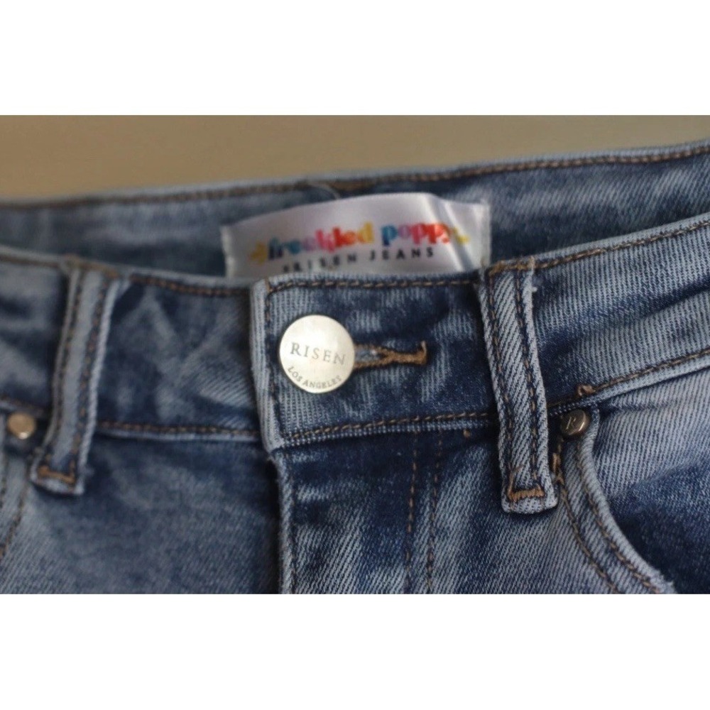 Freckled Poppy Risen Jeans Womens 3/26 High Rise Distressed Flare‎ Denim Light - Picture 4 of 9